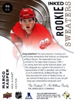 2023-24 SP Game Used - Inked Rookie Sweaters Patch #RS-KA Marco Kasper Back