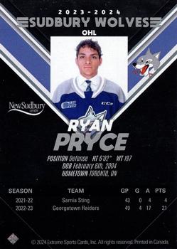 2023-24 Extreme Sudbury Wolves (OHL) #NNO Ryan Pryce Back