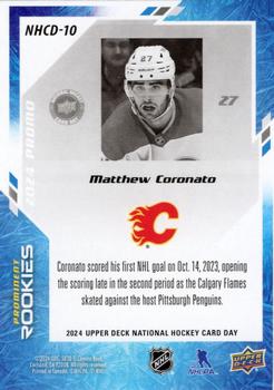 2024 Upper Deck National Hockey Card Day #NHCD-10 Matthew Coronato Back