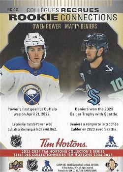 2023-24 Upper Deck Tim Hortons Greatest Duos - Rookie Connections #RC-12 Owen Power / Matty Beniers Back