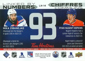 2023-24 Upper Deck Tim Hortons Greatest Duos - Linked By Numbers #LN-14 Mika Zibanejad / Ryan Nugent-Hopkins Back