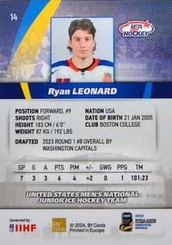 2024 BY Cards IIHF World Junior Championship #14 Ryan Leonard Back