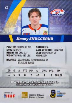 2024 BY Cards IIHF World Junior Championship #22 Jimmy Snuggerud Back