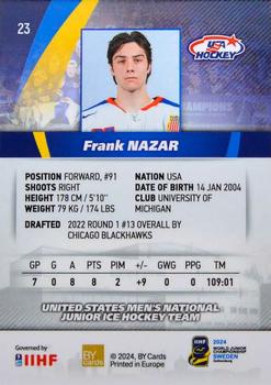 2024 BY Cards IIHF World Junior Championship #23 Frank Nazar Back