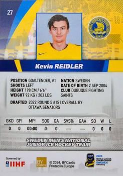 2024 BY Cards IIHF World Junior Championship #27 Kevin Reidler Back