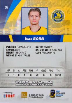 2024 BY Cards IIHF World Junior Championship #36 Isac Born Back