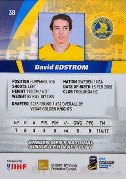 2024 BY Cards IIHF World Junior Championship #38 David Edstrom Back