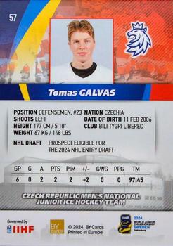 2024 BY Cards IIHF World Junior Championship #57 Tomas Galvas Back
