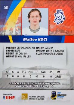 2024 BY Cards IIHF World Junior Championship #58 Matteo Koci Back