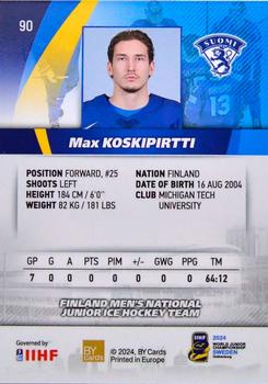 2024 BY Cards IIHF World Junior Championship Hockey (unlicensed) #90 Max Koskipirtti Back