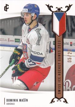2024 Legendary Cards Expectations Road to Prague - Swiss Ice Hockey Games 2023 Gold #EHS-12 Dominik Masin Front