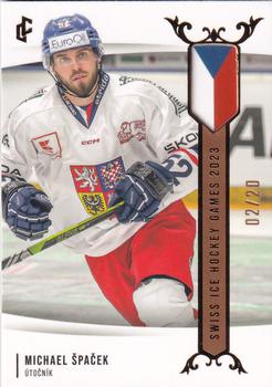 2024 Legendary Cards Expectations Road to Prague - Swiss Ice Hockey Games 2023 Gold #EHS-22 Michael Spacek Front