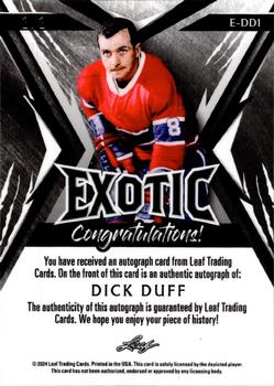 2024 Leaf Metal Hockey Legends - Exotic Autographs Giraffe #E-DD1 Dick Duff Back