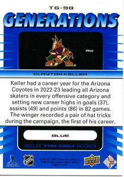 2023-24 Upper Deck Trilogy - Generations Blue #TG-9B Clayton Keller Back