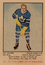 1951-52 Parkhurst #78 Ray Timgren Front