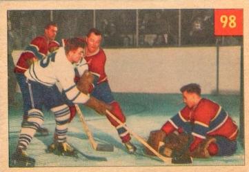 1954-55 Parkhurst #98 Jacques Plante / Tod Sloan Front