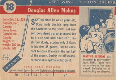 1954-55 Topps #18 Doug Mohns Back