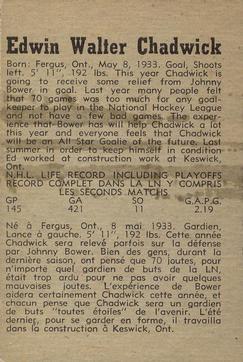 1958-59 Parkhurst #12 Ed Chadwick Back