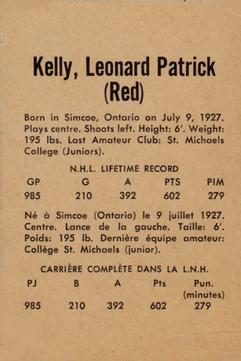 1962-63 Parkhurst #5 Red Kelly Back