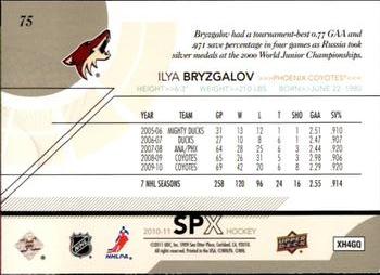 2010-11 SPx #75 Ilya Bryzgalov  Back