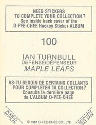 1981-82 O-Pee-Chee Stickers #100 Ian Turnbull  Back