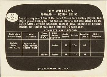 1966-67 Topps USA Test #38 Tom Williams Back