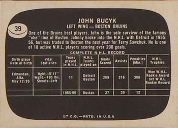 1966-67 Topps USA Test #39 John Bucyk Back