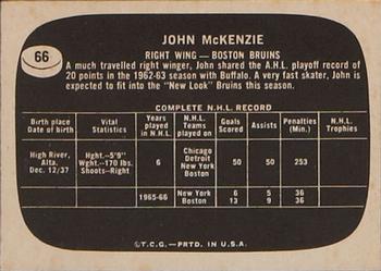 1966-67 Topps USA Test #66 John McKenzie Back