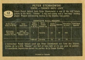 1967-68 Topps #12 Peter Stemkowski Back