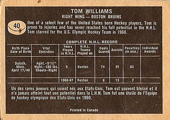 1967-68 Topps #40 Tom Williams Back