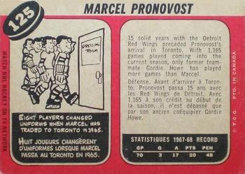 1968-69 O-Pee-Chee #125 Marcel Pronovost Back