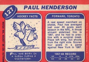 1968-69 Topps #127 Paul Henderson Back