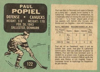 Poul Popiel Autographed 1970 Topps Card #122 Vancouver Canucks PSA/DNA — RSA