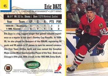 1995-96 Parkhurst International - Emerald Ice #45 Eric Daze Back