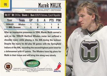 1995-96 Parkhurst International - Emerald Ice #99 Marek Malik Back