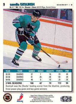 1995-96 Collector's Choice - Player's Club #9 Sandis Ozolinsh Back