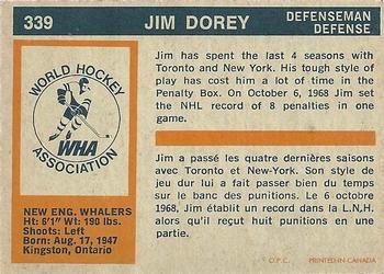 1972-73 O-Pee-Chee #339 Jim Dorey Back