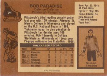 1975-76 O-Pee-Chee #21 Bob Paradise Back