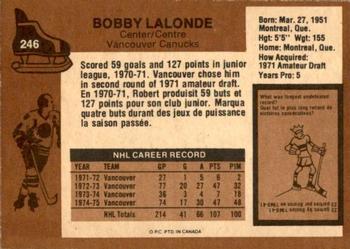1975-76 O-Pee-Chee #246 Bobby Lalonde Back