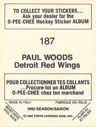 1982-83 O-Pee-Chee Stickers #187 Paul Woods Back