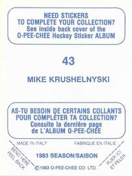 1983-84 O-Pee-Chee Stickers #43 Mike Krushelnyski  Back