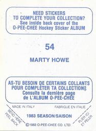 1983-84 O-Pee-Chee Stickers #54 Marty Howe  Back