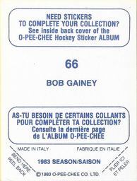 1983-84 O-Pee-Chee Stickers #66 Bob Gainey  Back
