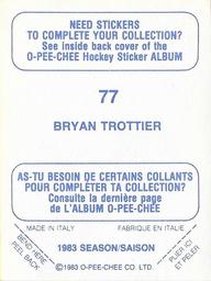 1983-84 O-Pee-Chee Stickers #77 Bryan Trottier  Back