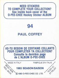 1983-84 O-Pee-Chee Stickers #94 Paul Coffey  Back