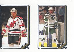 1987-88 O-Pee-Chee Stickers #64 / 205 Mark Johnson / Ulf Samuelsson Front