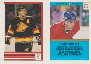 1989-90 O-Pee-Chee Stickers #73 / 212 Larry Melnyk / Chris Chelios Front
