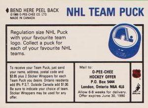 1989-90 O-Pee-Chee Stickers #42 / 188 Peter Sidorkiewicz / Bob Mason Back