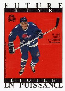 1989-90 O-Pee-Chee Stickers - Future Star/All-Star Backs #16 Joe Sakic  Front