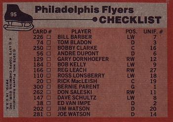 1975-76 Topps #95 Philadelphia Flyers Back